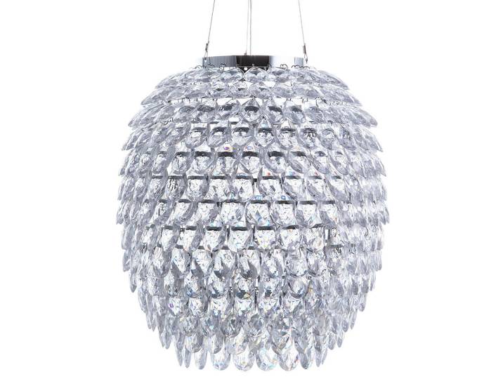 Beliani Hängeleuchte Sauer 32/32/110 cm, Silberfarben, Kunststoff, E27, 32x110x32 cm, Lampen & Leuchten, Innenbeleuchtung, Hängeleuchten, Pendelleuchten