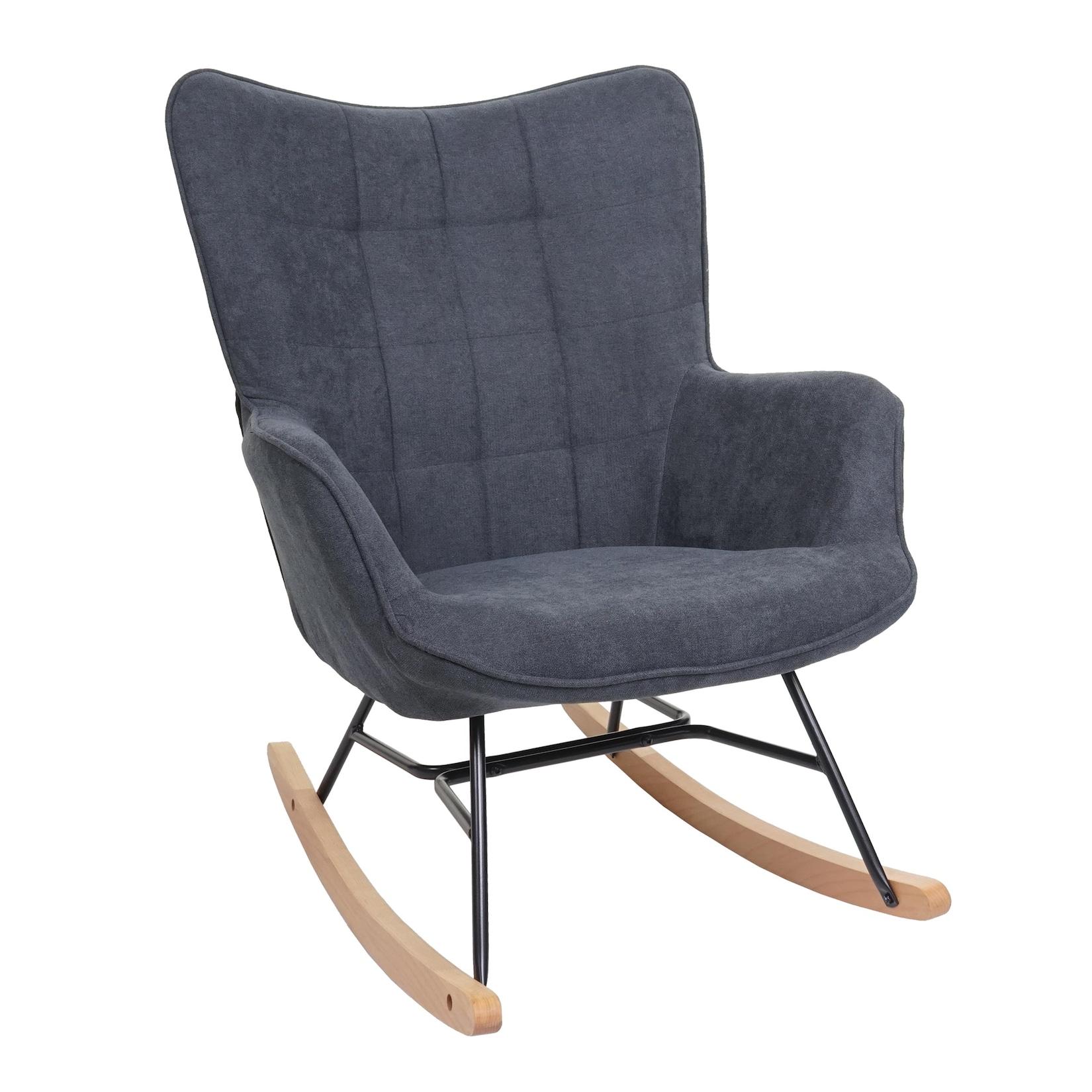 Schaukelstuhl MCW-K36, Schwingstuhl Relaxsessel Fernsehsessel, Stoff/Textil ~ anthrazit
