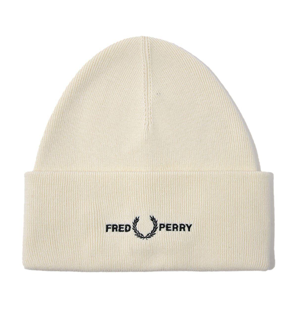 Accessories Fred Perry Graphic Beanie Hat in Ecru