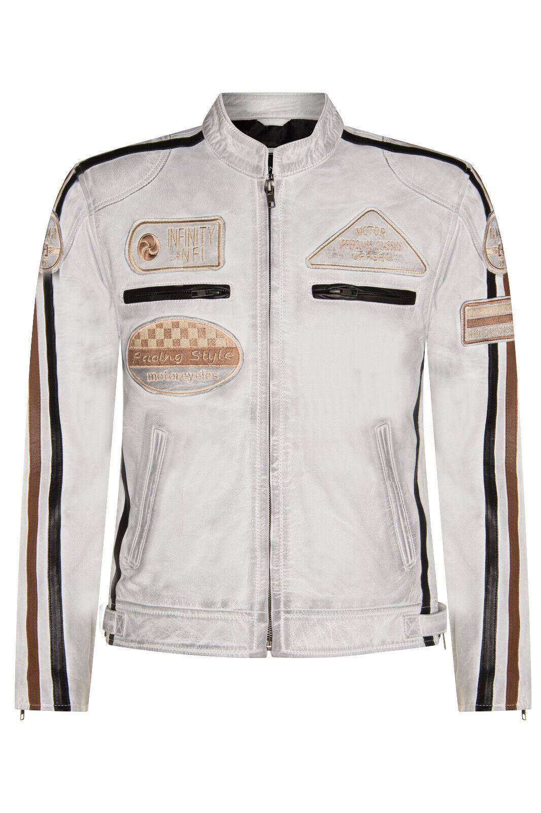 Herren Racing Leder Bikerjacke-Portland