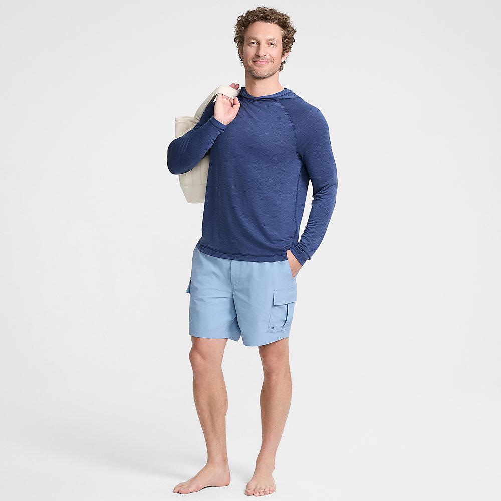 Schnelltrocknende UPF 50 Cargo-Badeshorts für Herren, 18 cm, Herren, size: regular, Blau, Elasthan/Polyester-Mischung, by Lands' End
