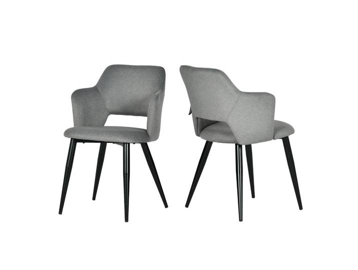 Meubles Cosy Esszimmerstuhl 2er Set Haustierfreundlich in Grau, Metall, 48x78.5x43 cm, Esszimmer, Stühle, Armlehnstühle