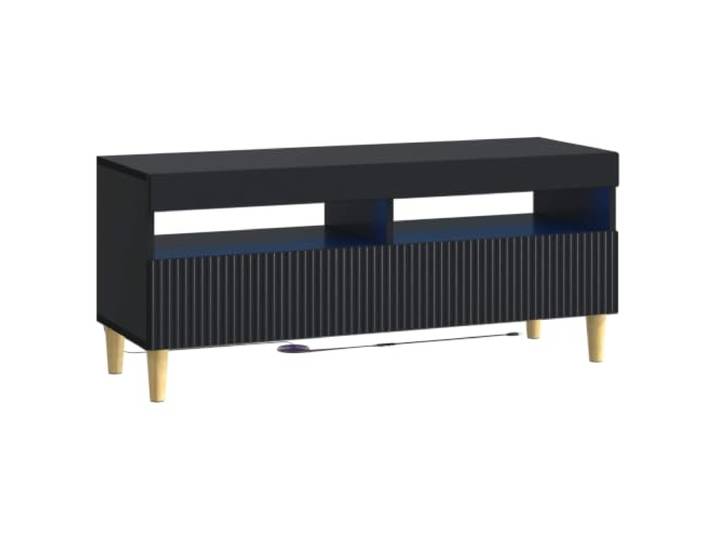 KTHLBRH TV-Schrank mit LED, schwarz, aus Holz, mit umkehrbarer Tür Holztechnik, feuchtigkeitsbeständig, verstellbare LED-Leuchten, 90° drehbare Tür, Innenbereich, Montage