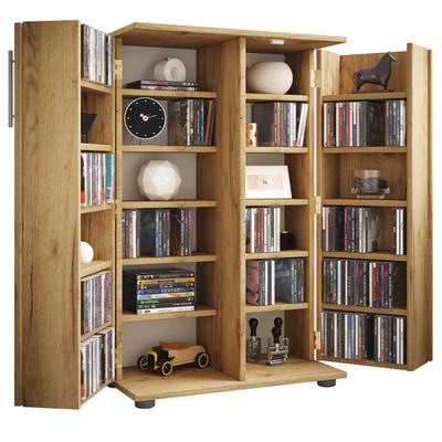 Media-Regal VCM "Holz Schrank CD DVD Regal abschließbar Engalo XL", braun (honig, eiche), B:60cm T:31cm, Regale