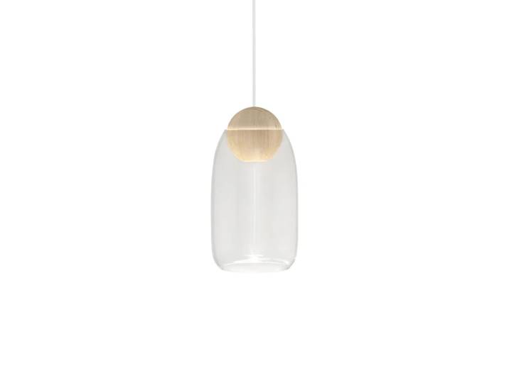 Mater Liuku Ball Pendelleuchte Transparent, Linde matt lackiert