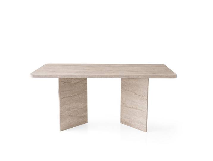 Table à manger en bois Lizzard 180 x 90 x 77 cm - Travertin