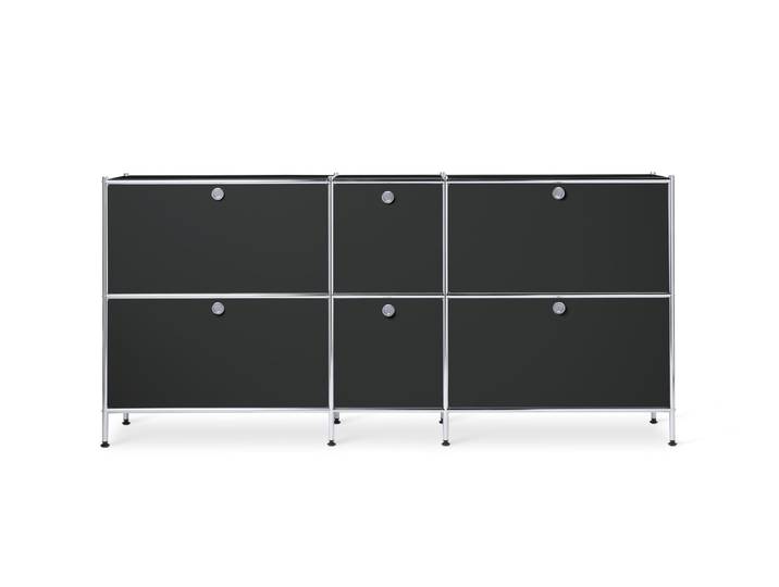 Tchibo - Sideboard Metall »Cn3« groß mit 6 Klappenfächern - 190x40x89,5cm - schwarz -