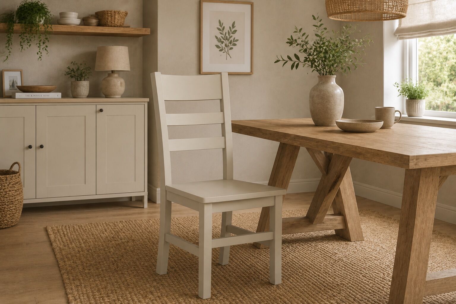 4-Fussstuhl HOME AFFAIRE "Verona Küchenstuhl, Massivholzstuhl, Landhaus Klassischer Stuhl", beige (kaschmir, kaschmir, kaschmir), B:45cm H:98cm T:50,5cm, Massivholz, Stühle, 4-Fussstuhl, Stabiler Sprossenstuhl in vielen modernen Farben erhältlich kaschmir