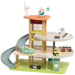 Classic World Nachhaltige Holzgarage mit Zubehör, 19-tlg.
