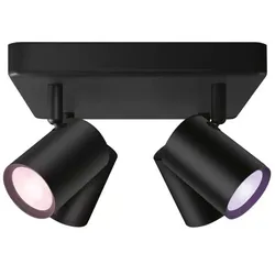WIZ Smarter 4-flammiger RGB LED Deckenstrahler Imageo quadratisch in Schwarz WLAN/Wi-Fi Tunable White