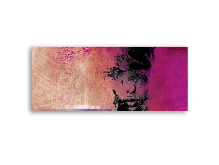 Feeby Wandbild abstraktes porträt einer frau, Lila, Person/Charakter, Rechteckig, 90x30 cm, Bilder & Rahmen, Bilder, Leinwandbilder