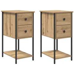 vidaXL Nachttisch 2 pcs Eiche handwerklich 32 x 42 x 70 cm