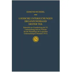 Logische Untersuchungen Ergänzungsband Erster Teil, Fachbücher von Edmund Husserl