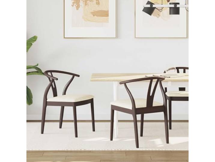 RJPLMFV Esszimmerstuhl, 2 Stück, Hellbraun Massives Buchenholz, gepolsterter Sitz, Vintage-Design, pflegeleicht