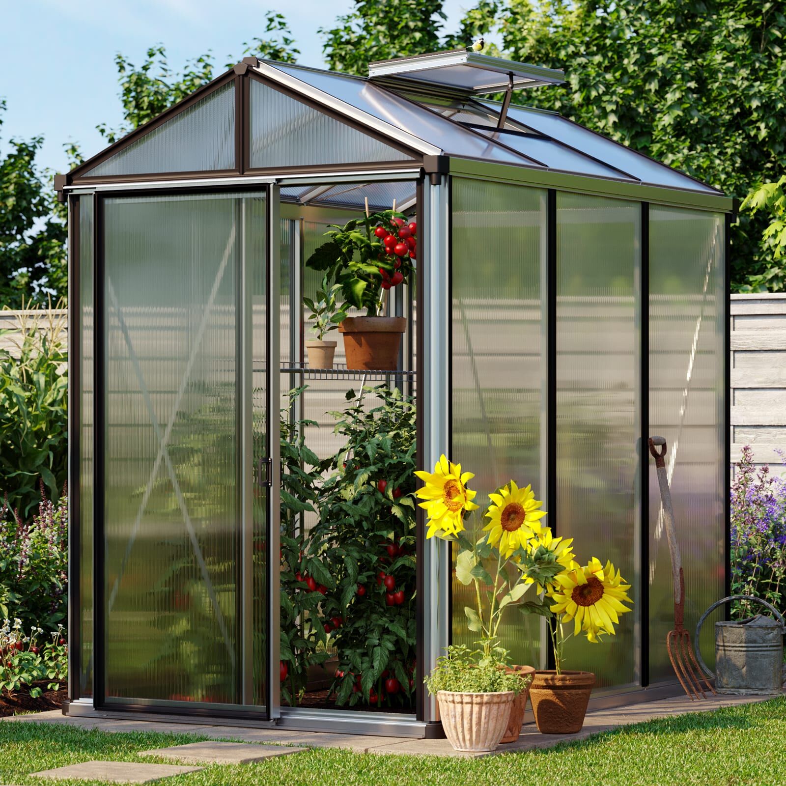 GFP 161 x 235 cm Gewächshaus, Standardfarbe Aluminium Natur   Aktionsset - Profi 2 - (GFPV00145)