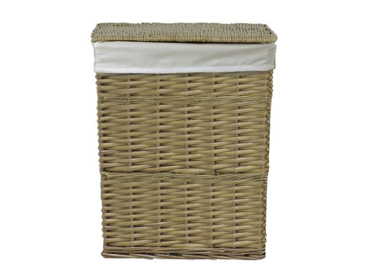 Ambia Home Wäschekorb, Naturfarben, Holz, Weide, vollmassiv, 40 l, rechteckig, 56x34x45 cm, Deckel, Innenfutter, handgemacht, Haushalt & Reinigung, Wäschepflege, Wäschekörbe & Wäschetonnen