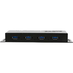 Exsys GmbH 4-Port USB 3.2 Gen 1 Metall HUB mit 15KV ESD Überspannungsschutz, A-Buchsen (USB-B, 4 Ports), Dockingstation + USB Hub, Schwarz