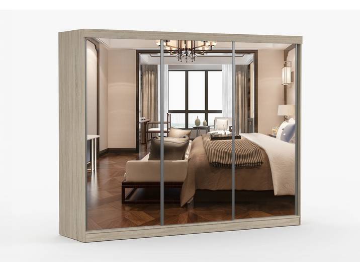 Schwebetürenschrank MILAN 250 cm Sonoma Eiche Sonoma Eiche + Spiegel