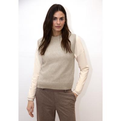 Pullunder STREET ONE STUDIO, Damen, Gr. 46, buffed beige meliert, Stoff, 30% Polyester, 29% Polyacryl, 21% Viskose, 20% Nylon, unifarben, comfort fit normal, Rundhals, Rippbündchen, Pullover Pullunder, mit Rundhalsausschnitt