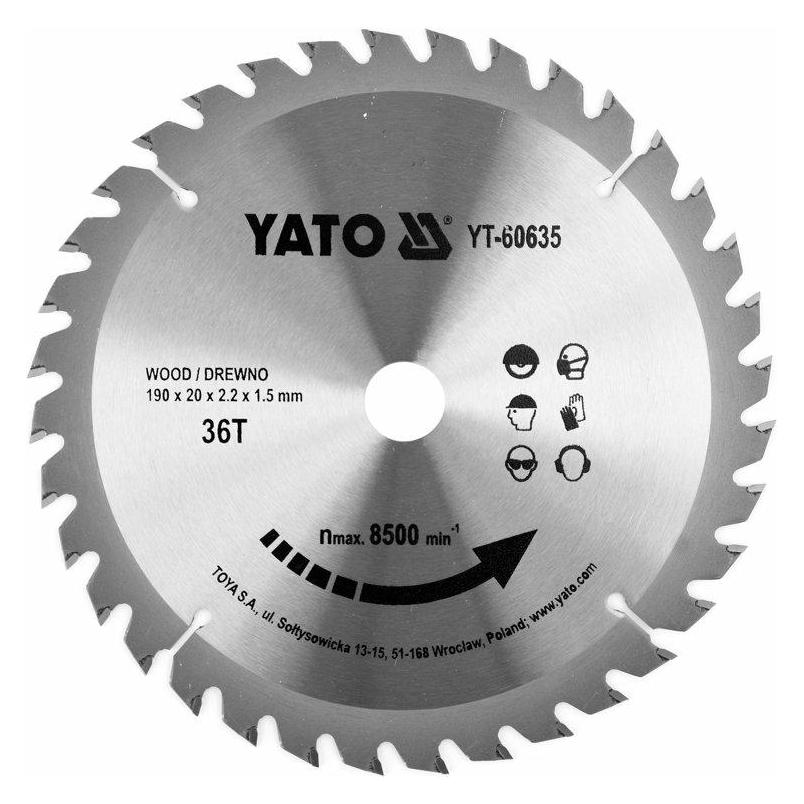 Yato Professionelles Kreissägeblatt für Holz (36 Zähne) - schneller und präziser Schnitt - Widia Kre (YT-60635)