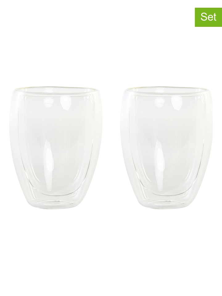 Alexandra House 2er-Set: Jumbotassen in Transparent - 380 ml - onesize