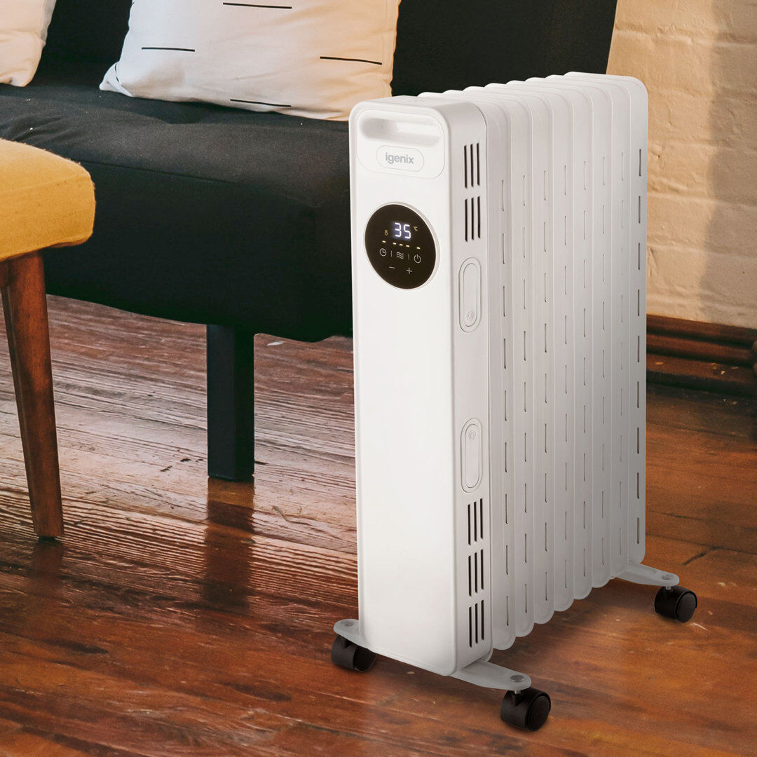 Igenix 2000W Digital Oil filled Radiator White White 63.5cm H X 24cm W X 39cm D