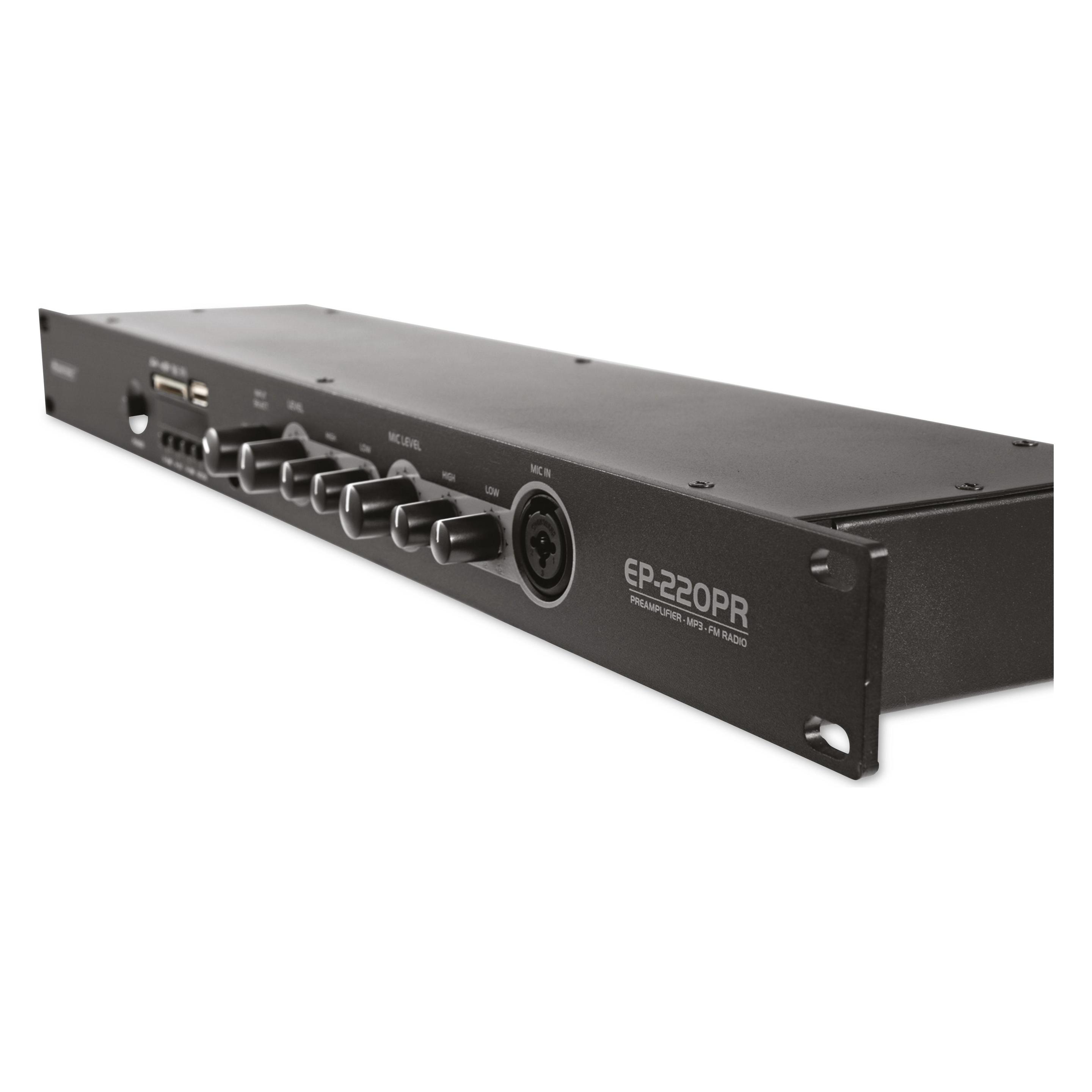 Omnitronic EP-220PR Vorverstärker mit MP3-Player und FM-Radio (Verstärker) (10007074)