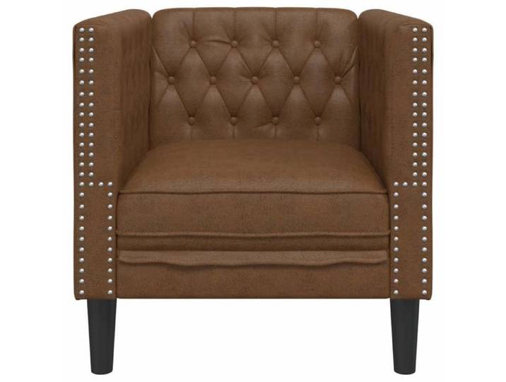 Promotion janvier  Fauteuil 1 place - mango - Petit Canapé Chesterfield - marron similicuir daim 71x74.5x70.5 cm - SS1597