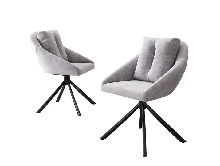 Flieks Esszimmerstuhl Drehbar Grau Samt, Ergonomisch, Modern, 65x79x59 cm, Esszimmer, Stühle, Armlehnstühle