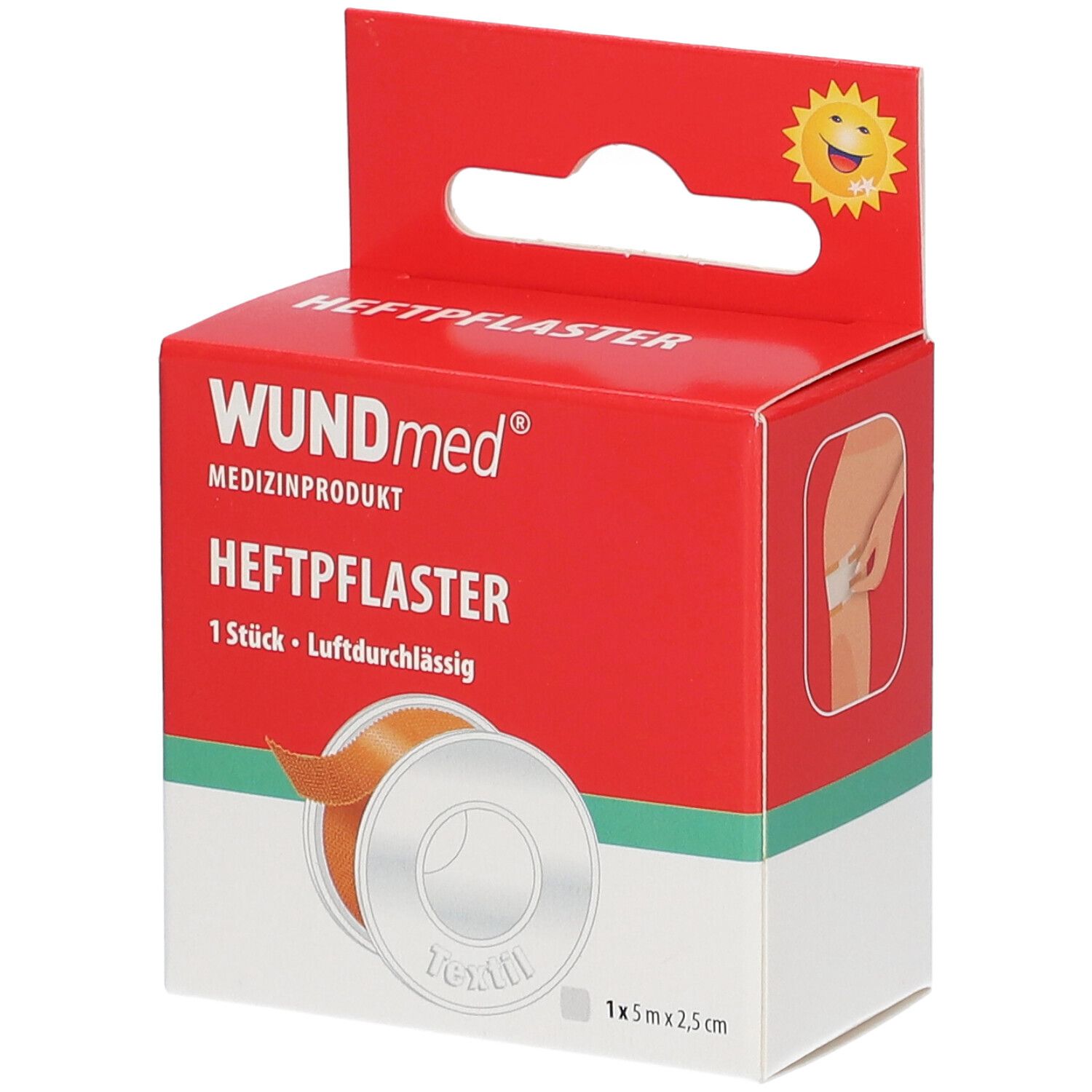 Heftpflaster Textil 2,5 cmx5 m 1 St Pflaster