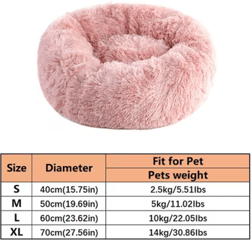 Inspire Picks Soft Plush Faux Fur Donut Calming Bed For Cats & Dogs pink xl(70x70cm)