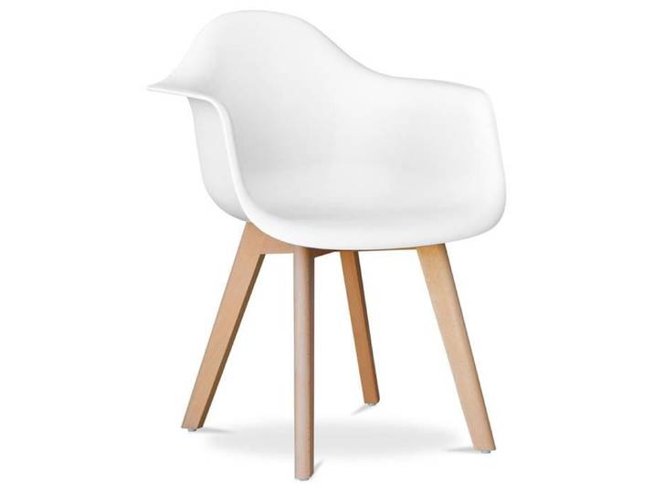 Chaise de salle à manger avec accoudoirs - scandinave - Amir Blanc