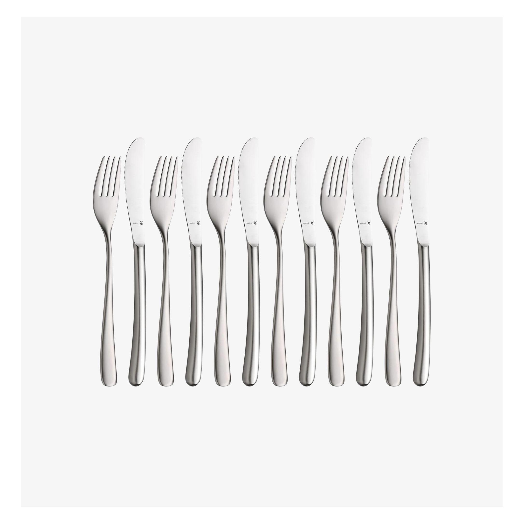 WMF Dessertbesteck 12teilig 6 Personen, Vision Edelstahl mattiert kratzbeständig (12 Stk., Besteck Set) (12.7156.6330)