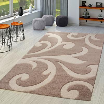 Paco Home Modern Area Rug Floral Pattern with Contour Cut