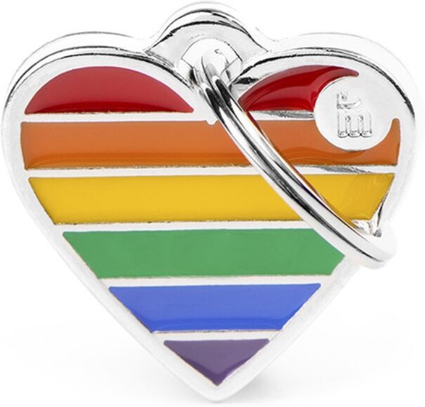 MyFamily Medaglietta per Cani e Gatti Personalizzabile Cuore Rainbow