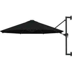 Helloshop26 - Wandmontierter Sonnenschirm mit Metallstange 300 cm schwarz 02_0008683