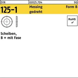 Unterlegscheibe DIN 125-1 B 10,5x20x2 Messing gedreht 100 Stück