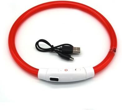 Quick Pick Pro USB Rechargeable LED Dog Collar For Night Safety Light Up Glowing Pet Collar s 40cm red