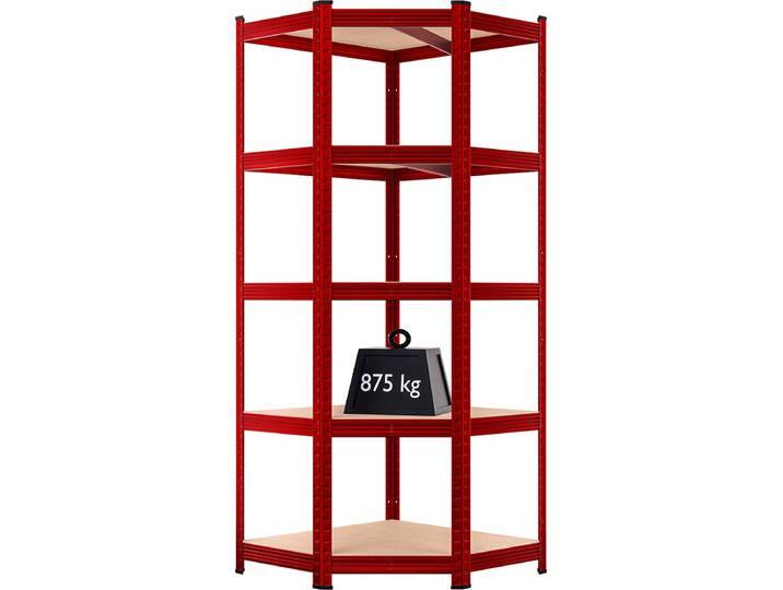 Monzana Stellingkast - Schroefloos 5 Schappen MDF 180x70x40cm - Rood