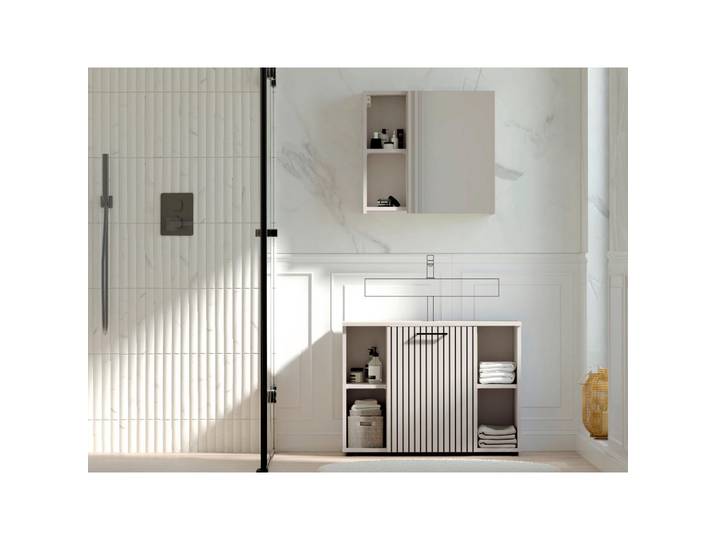 Respekta Badezimmer Tilda, Kaschmir, Glas, 80 cm, stehend, erweiterbar, Badezimmer, Badmöbelsets & Badmöbelserien, Badmöbel-Sets