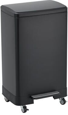 Garvee 16Gal Stainless Steel Kitchen Trash Can, Step-on Garbage Bin with Wheels