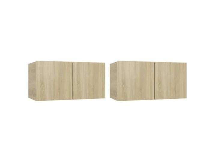 LKJephalotrope 2er Set TV Lowboard Wandboard Sonoma-Eiche 60x30x30 cm Modernes TV Wandboard Set für Wohnzimmer und Schlafzimmer schafft elegante Ordnung mit vier geschlossenen Fächern.