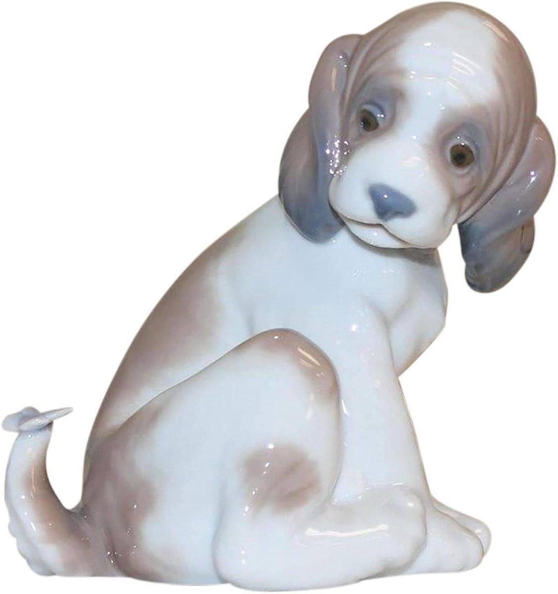 Hondje Figuur - Handgemaakt Porseleinen Beeldje - Wit en Goud