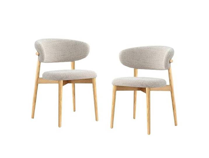 GAORUTO 2er Set Massivholz Esszimmerstühle mit Baumwoll-Leinen-Bezug für Mehrräume C