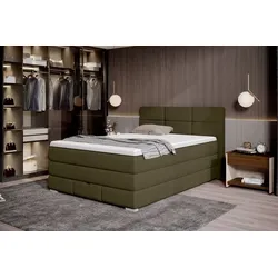 Boxspringbett Rita 100 x 200 cm Stoff Grün Olive
