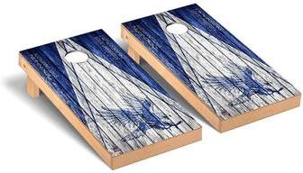 Skip's Garage Dickinson State Blue Hawks Triangle Cornhole Board Set