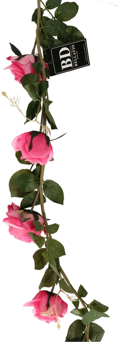 Bellatio Design Kunstbloem Slinger Rozen - Roze - 145 cm