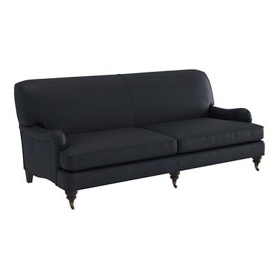 Janelle Leather Sofa - Navy Leather, Navy Latte - Ballard Designs