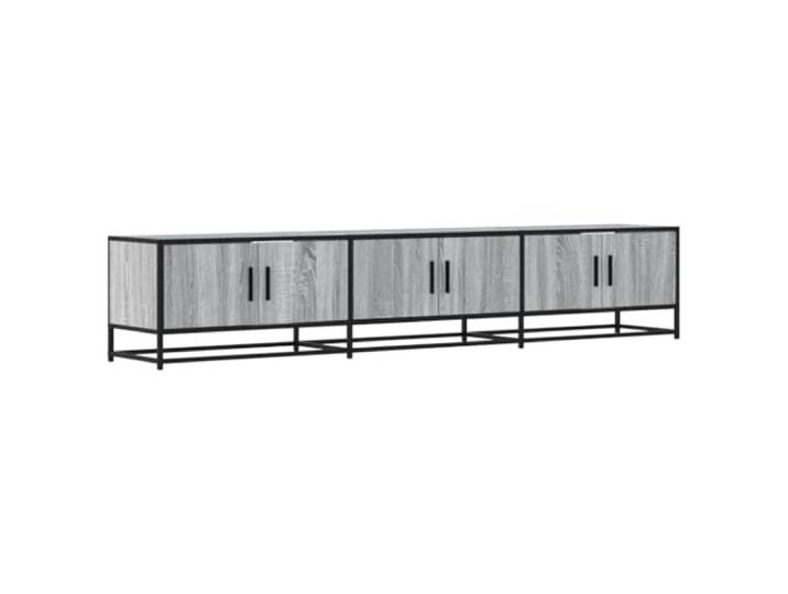 KGFHERENB TV-Schrank Grau Sonoma 210x35x41 cm Lowboard Fernsehtisch Viel Stauraum hinter drei Klapptüren für das Wohnzimmer, stabiles Metallgestell mit sechzig Kilo Gesamtbelastbarkeit.
