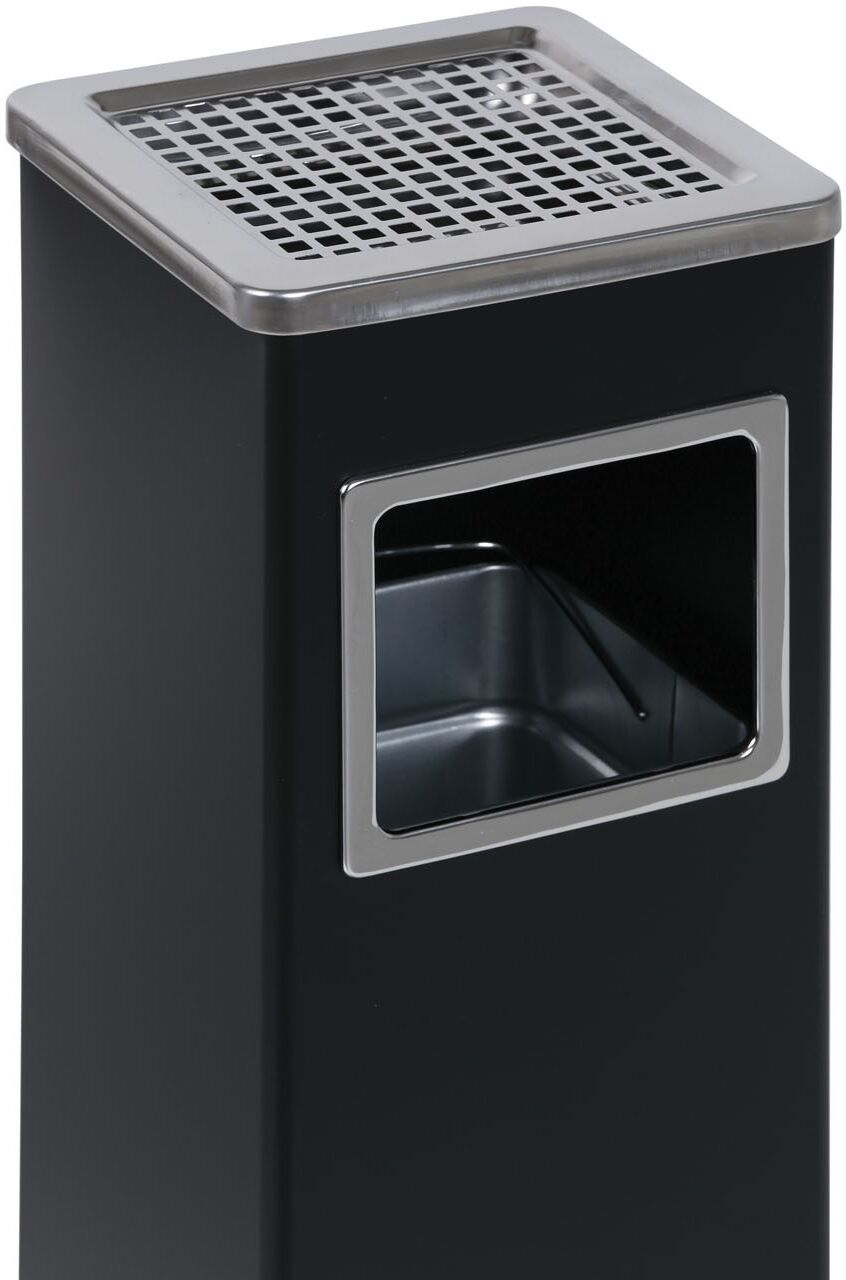 B2B Partner Mülleimer mit Aschenbecher und Innenbehälter für draußen, 11,5 l, schwarz / Edelstahl
